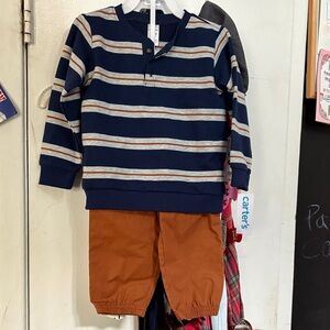 Carter's Navy and Brown Striped Toddler Set